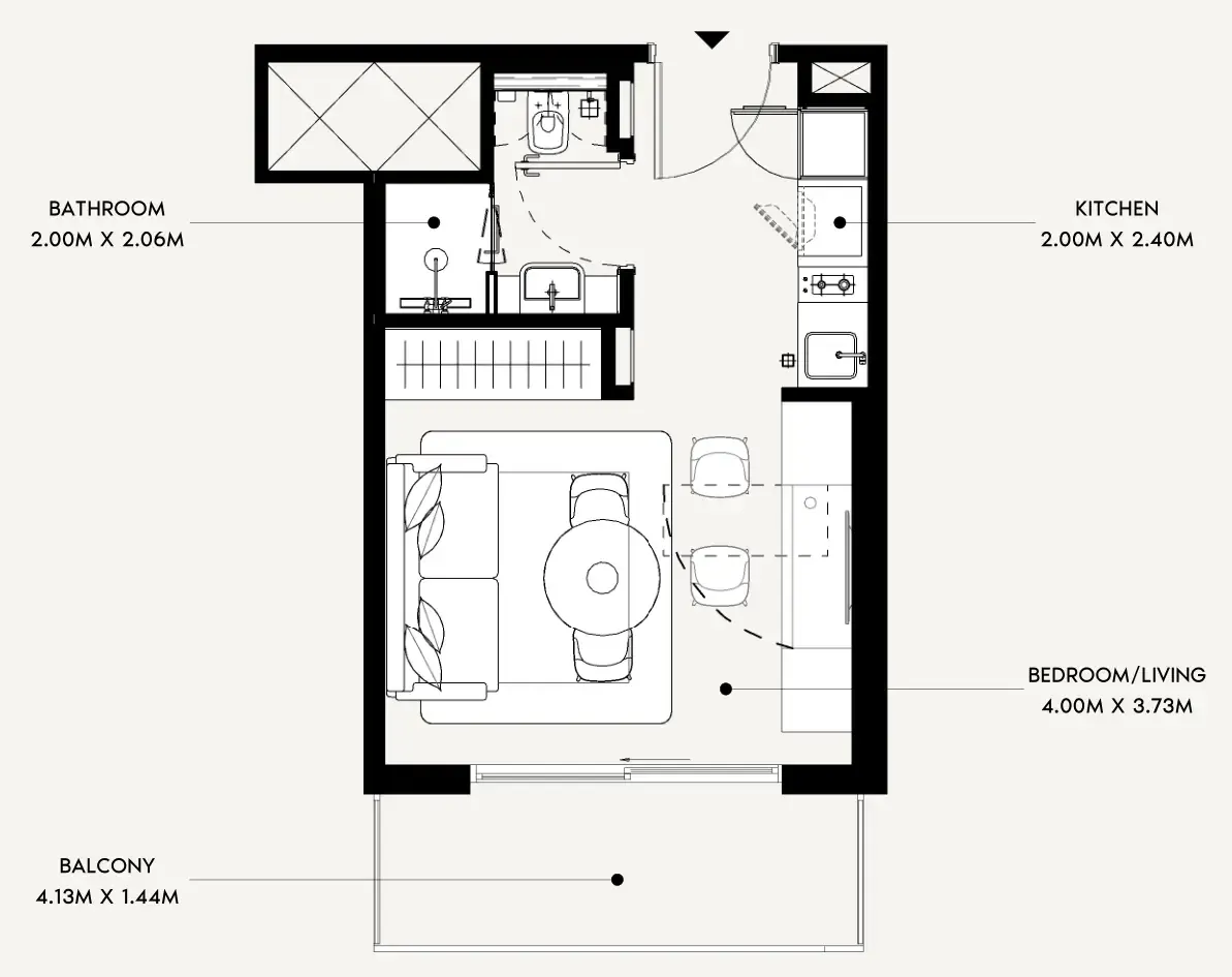 Azizi Leily Studio floor plan, 344 sqft