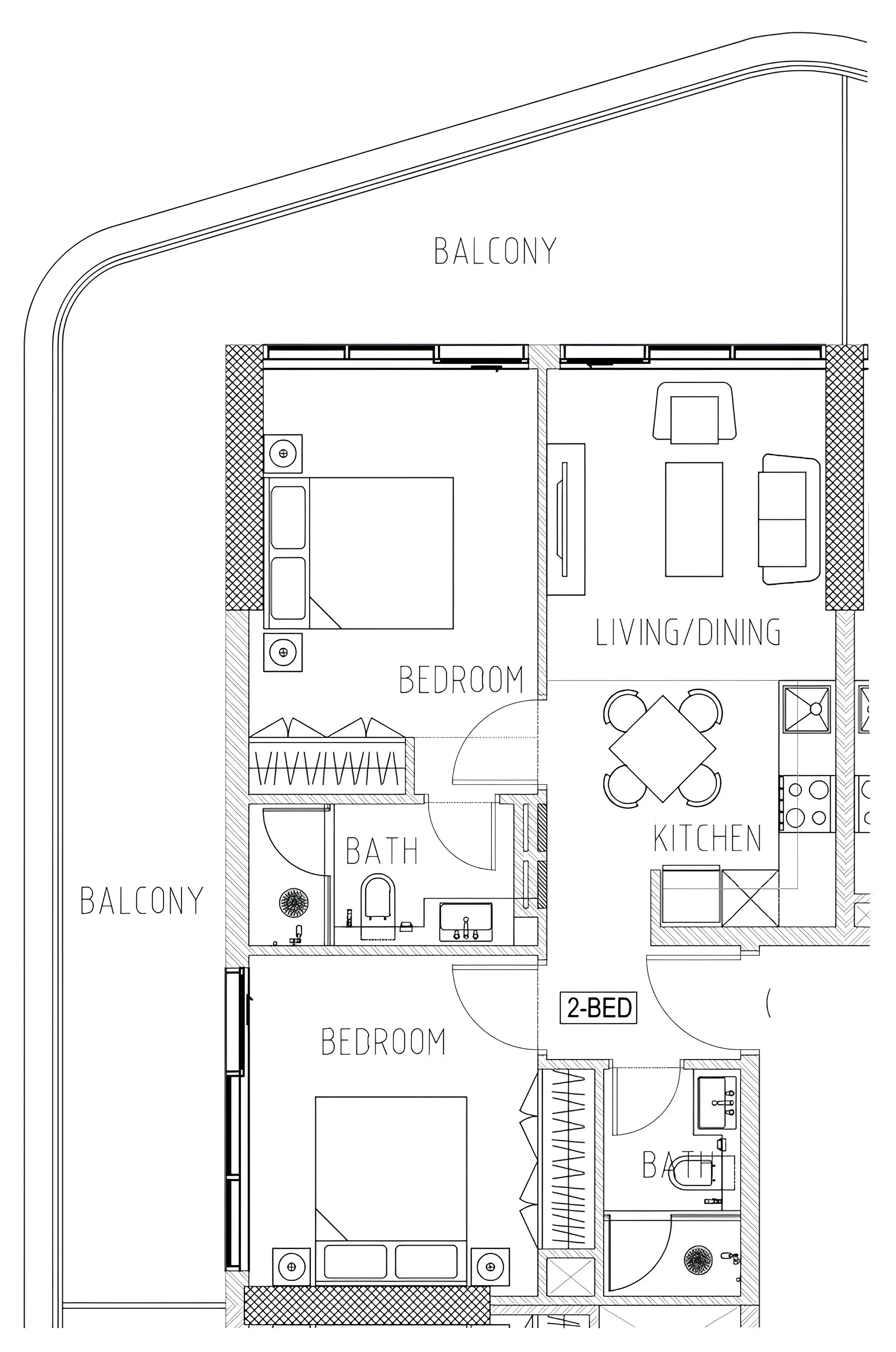 Elo 2 and 3 Damac 2 bed floor plan, 1,030 sqft