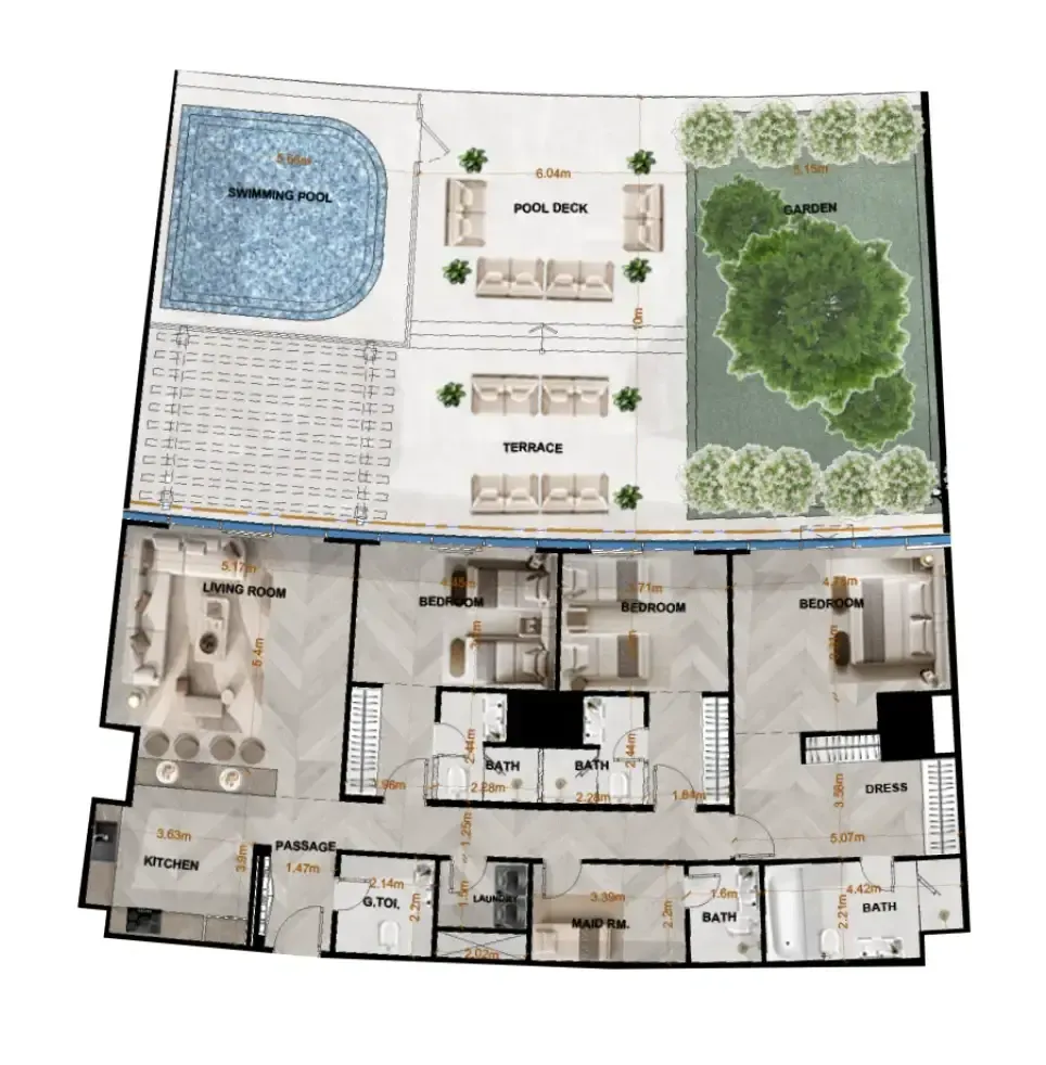 Radiant Terrace 3 bed floor plan, 3,798 sqft