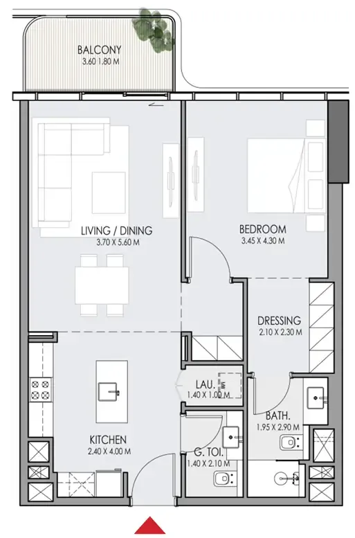 Do Hotels and Residences 1 bed floor plan, 844 sqft