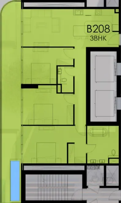 Ocean Pearl 1 and 2 3 bed floor plan, 1,674 sqft