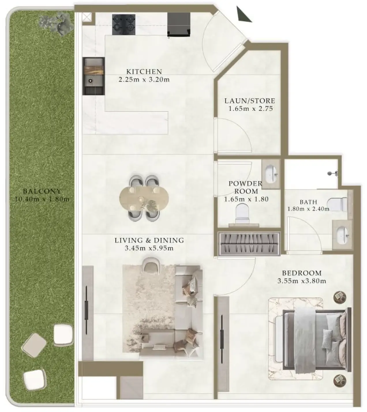 Ryze Residences by AUM Development 1 bed floor plan, 922 sqft
