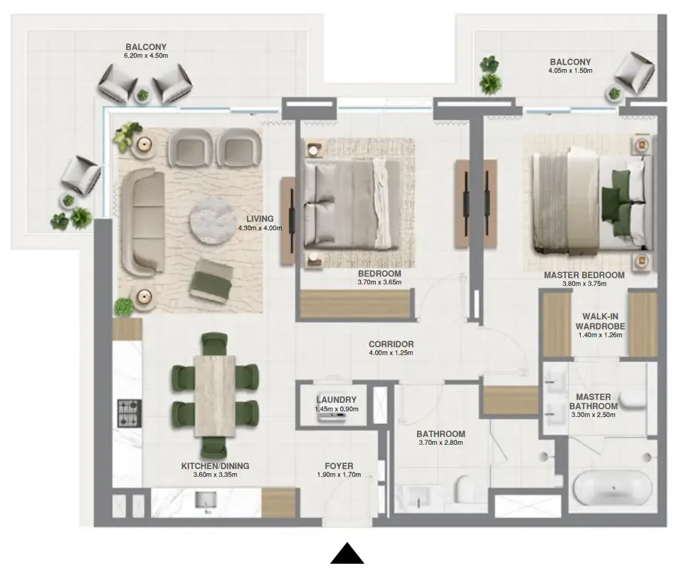 Golf Verge 2 bed floor plan, 1,402 sqft