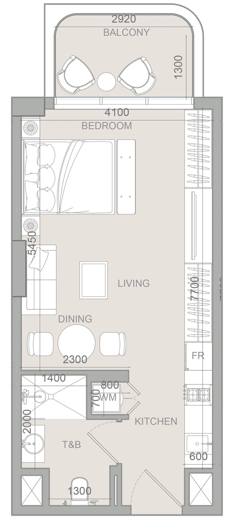 S1LV1ANA Park Studio floor plan, 452 sqft