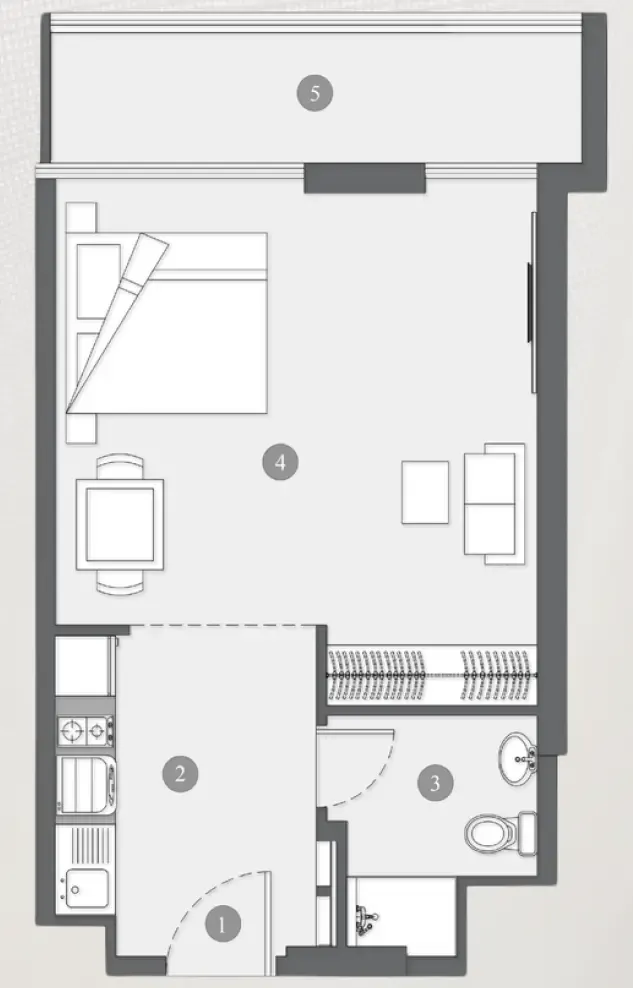 Elevia Residences  Studio floor plan, 506 sqft
