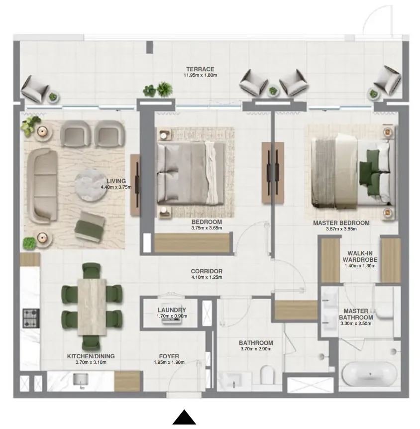 Golf Verge 2 bed floor plan, 1,436 sqft