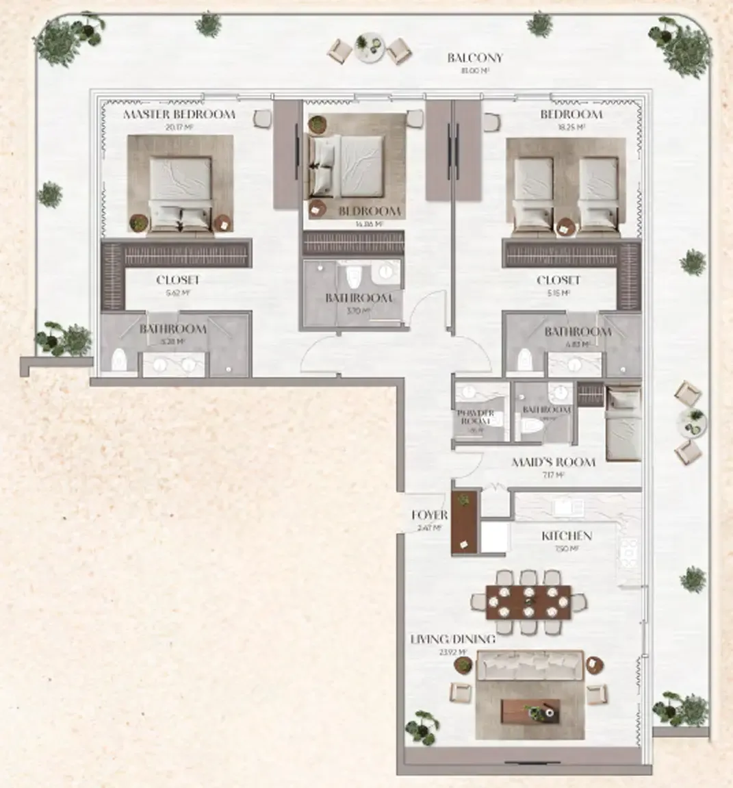 Urban Horizon 3 bed floor plan, 2,497 sqft
