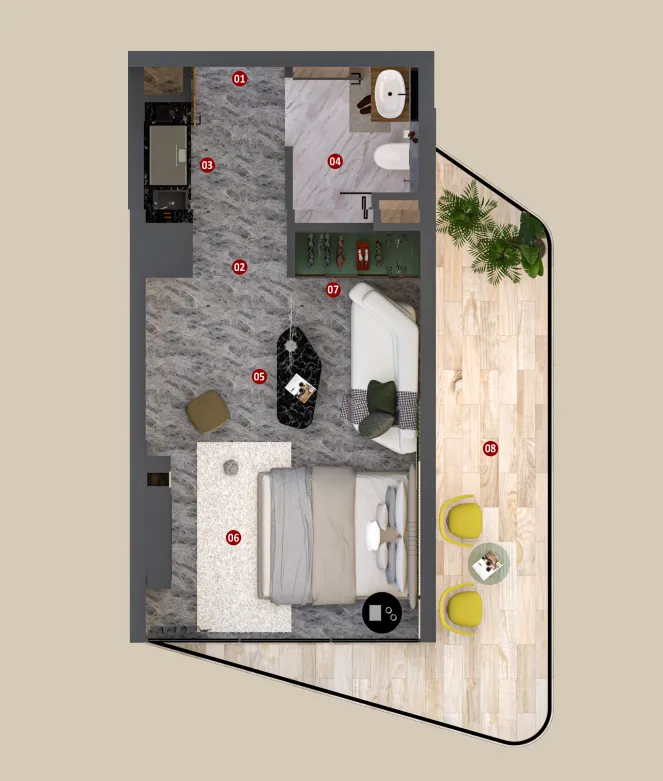 Elanora by Zoya Studio floor plan, 394 sqft