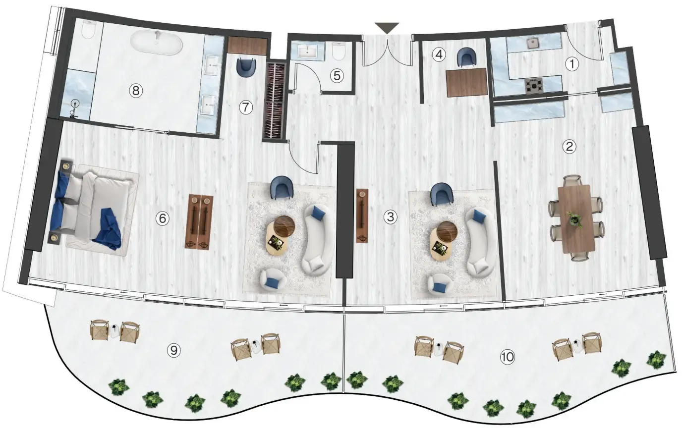 Radisson Blu Hotel & Residences 1 bed floor plan, 2,152 sqft