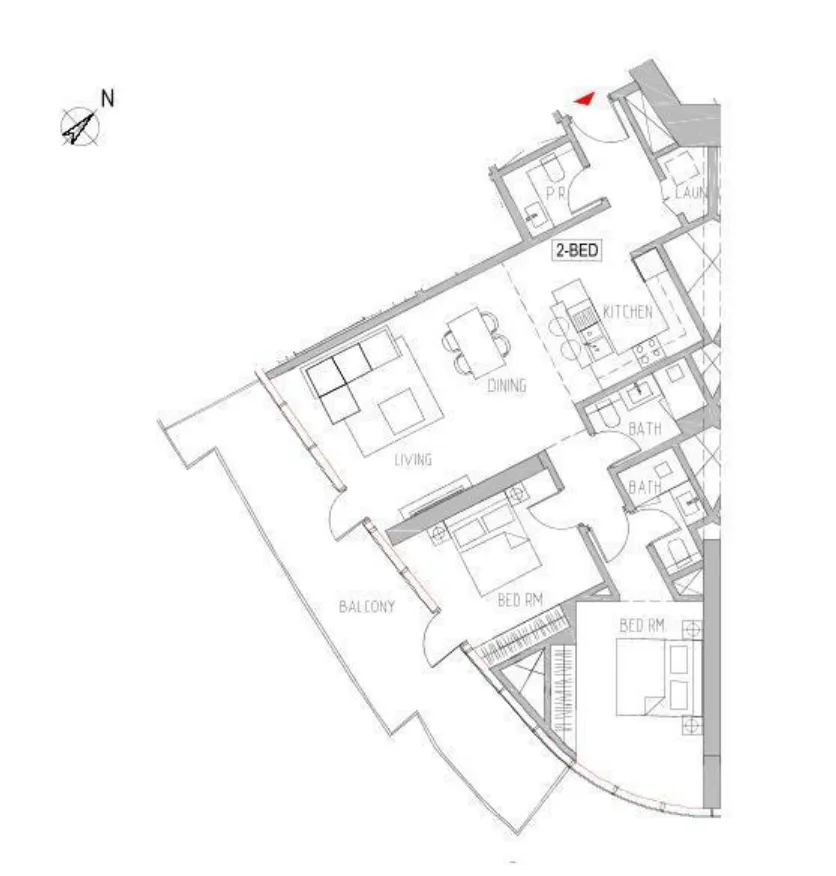 Canal Heights 2 bed floor plan, 1,326 sqft