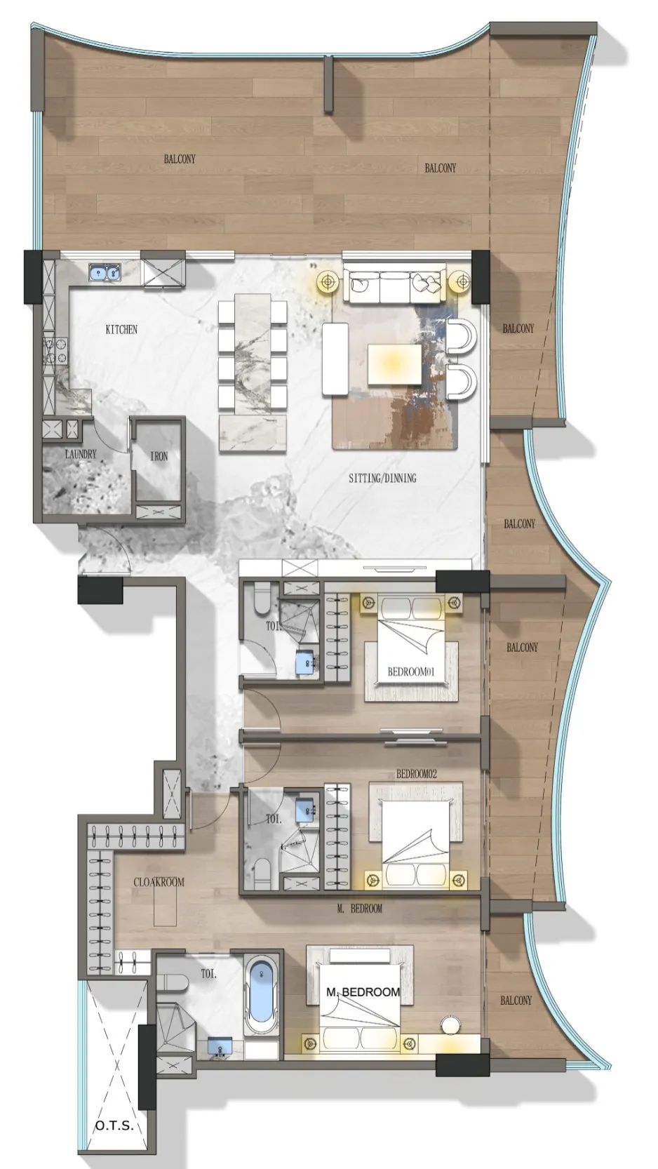 Stamn Nautis Residences 3 bed floor plan, 2,572 sqft