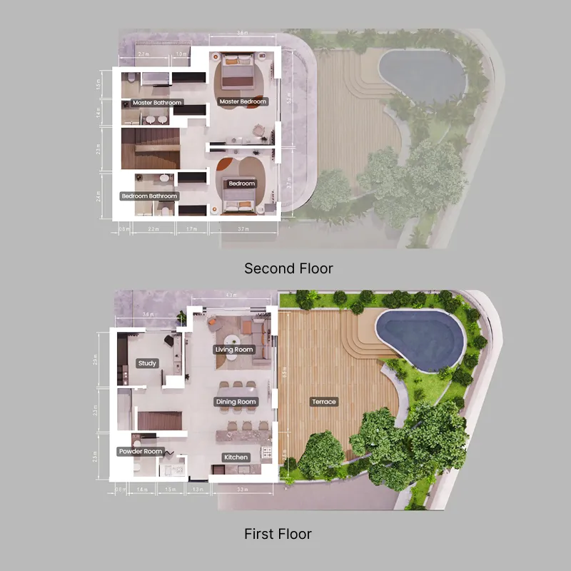Verdes by Haven 2 bed floor plan, 2,901 sqft