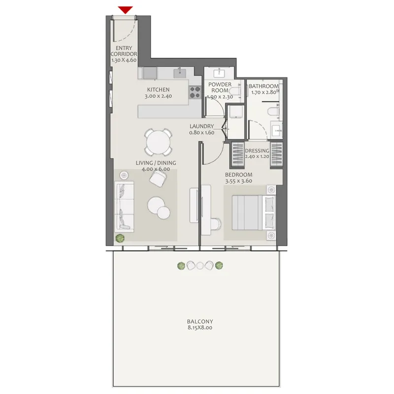 Avenue Park Towers 2 at Wasl 1 1 bed floor plan, 1,506 sqft