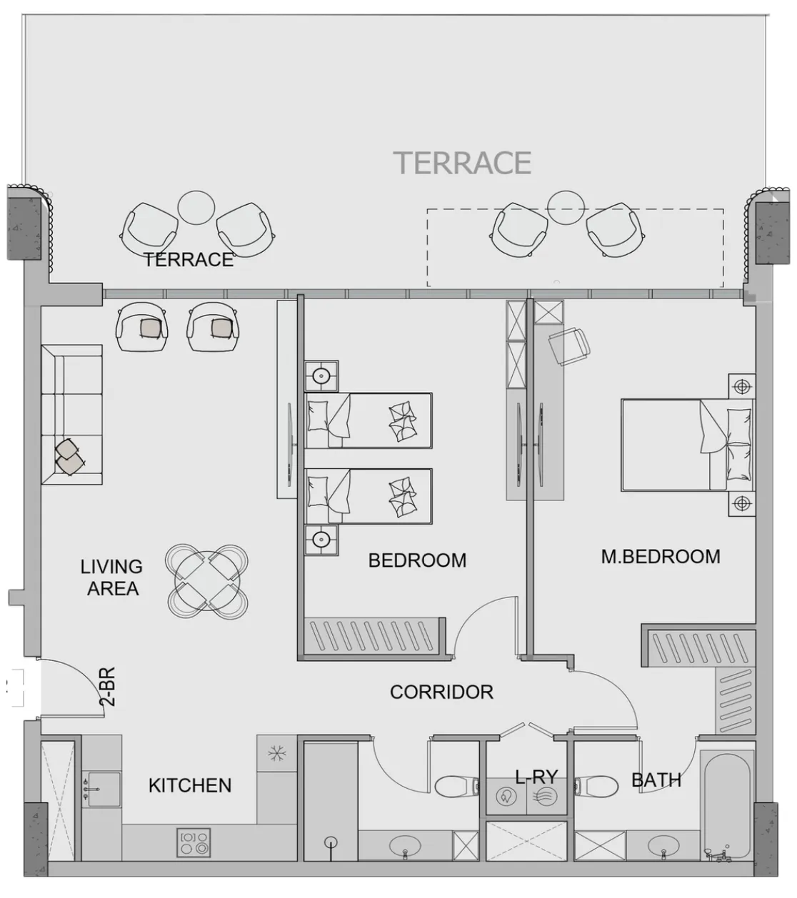 Edgewater Residences 1, 2 and 3 2 bed floor plan, 1,757 sqft