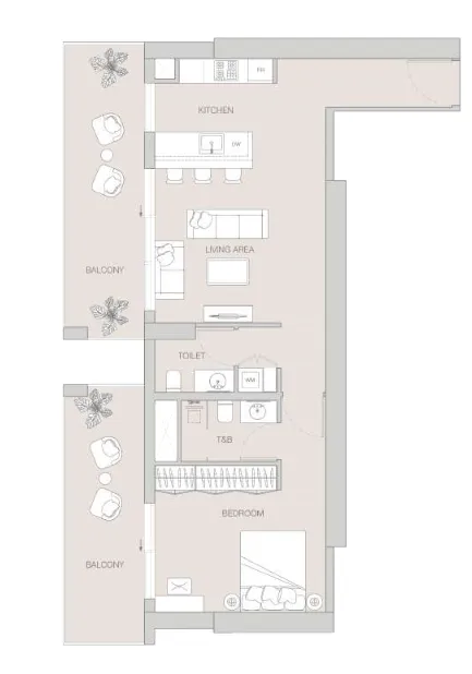 W1NNER Tower 1 bed floor plan, 1,024 sqft