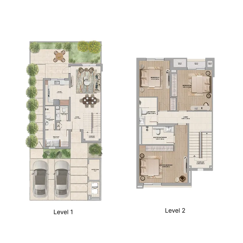 Al Ghadeer Gardens 3 bed floor plan, 1,582 sqft