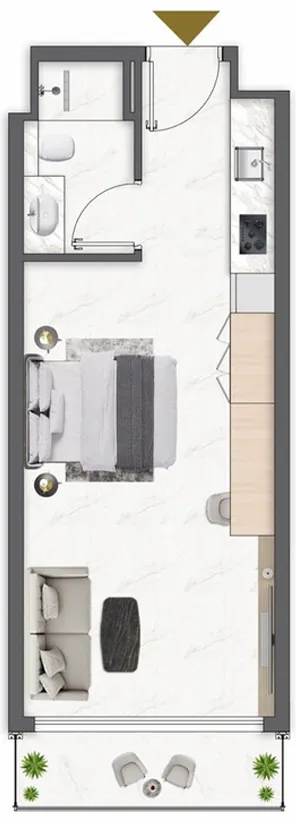 Omya Residence Studio floor plan, 349 – 531 sqft