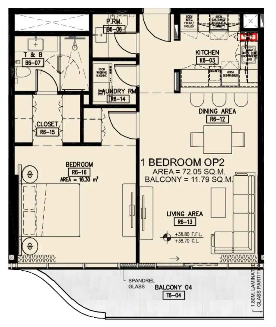 Azha Millennium Residences 1 bed floor plan, 901 sqft