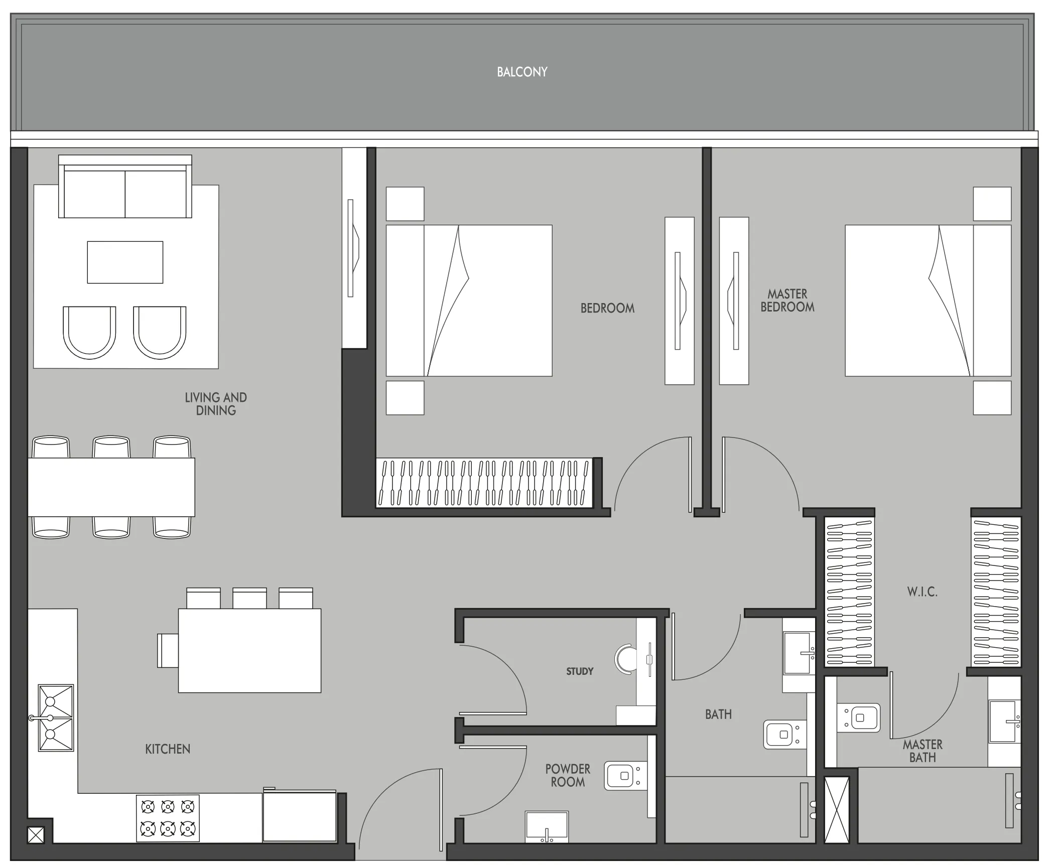 Golf Place 2 bed floor plan, 1,294 – 1,297 sqft