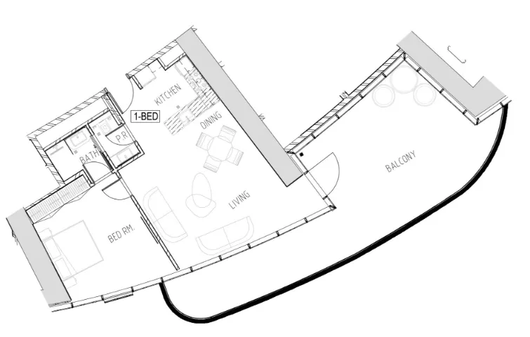 Damac Bay 1 bed floor plan, 1,304 sqft