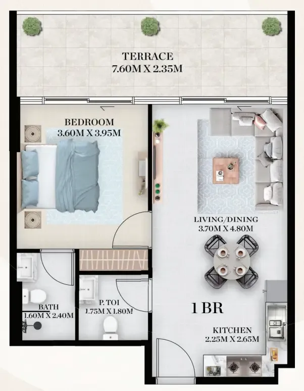 Chapter 01 by Newbury 1 bed floor plan, 780 sqft