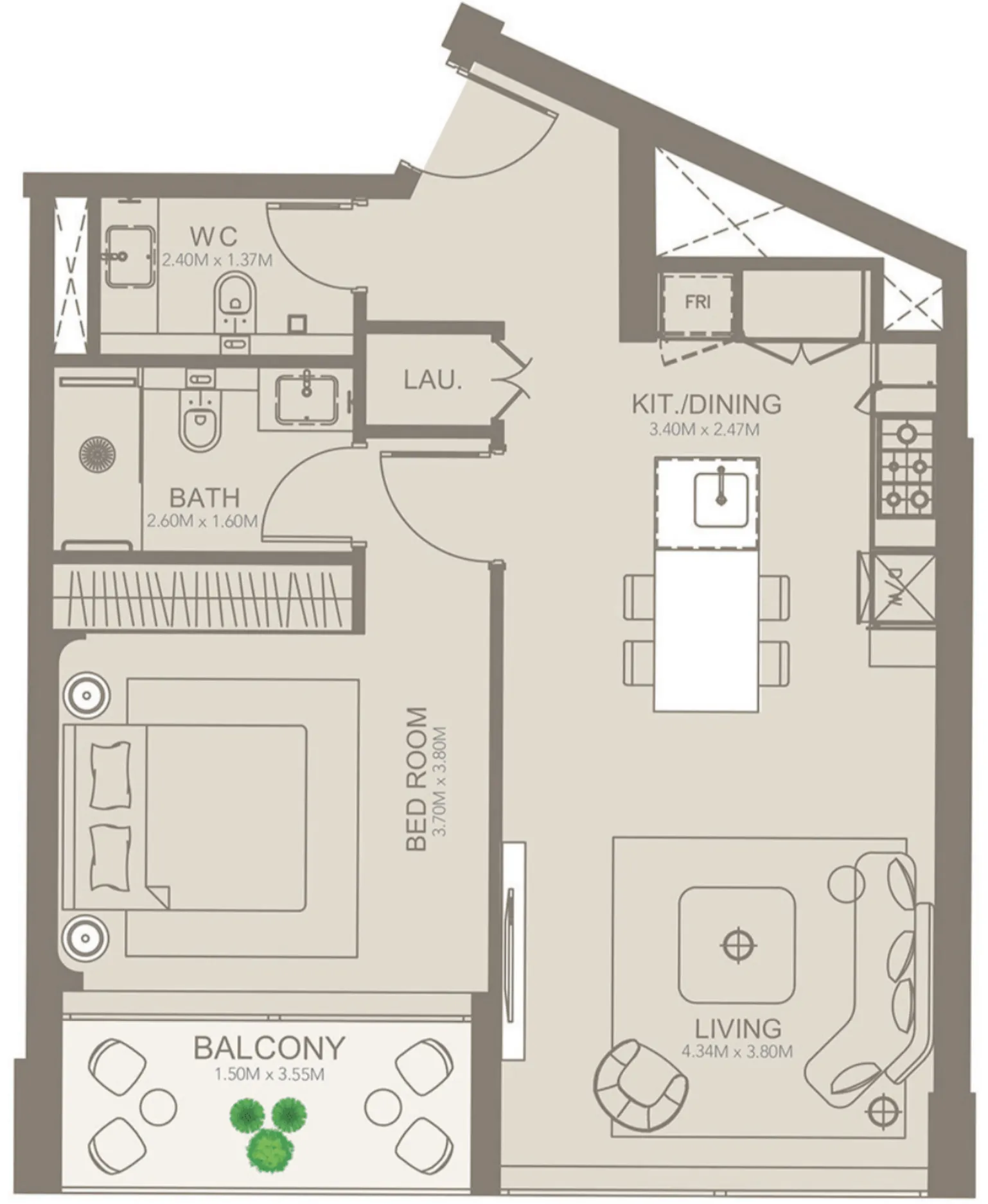 Golf Grove by Regent 1 bed floor plan, 725 sqft