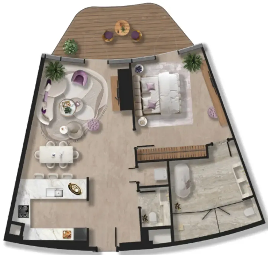 Taj Wellington Mews 1 bed floor plan, 1,232 sqft