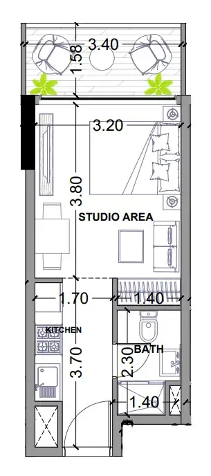 Celesto 3 Studio floor plan, 324 sqft