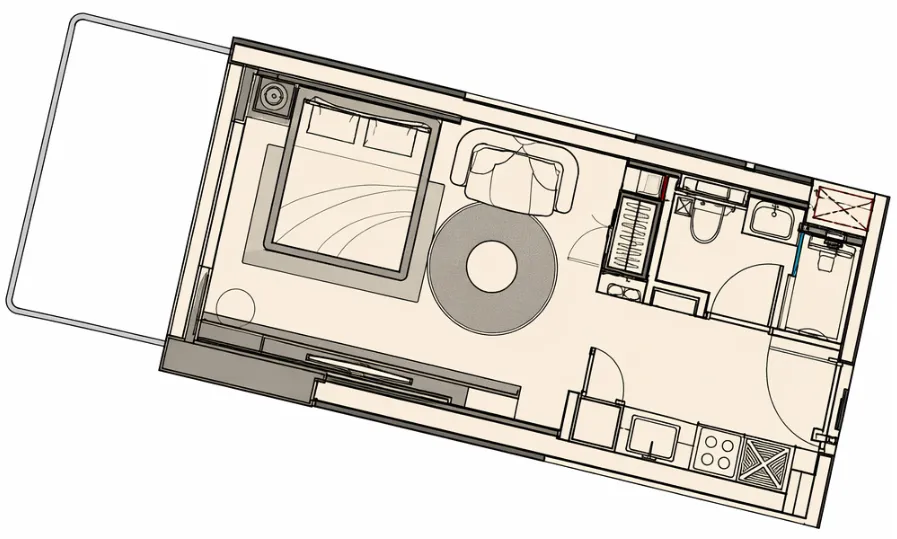 Cove Grand Studio floor plan, 405 – 500 sqft