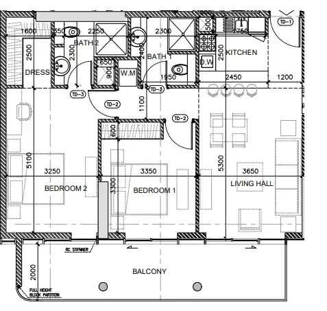 Oak Yard 2 bed floor plan, 1,089 sqft