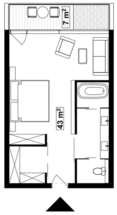 Anta MediSpa Villas Resort 1 bed floor plan, 549 sqft