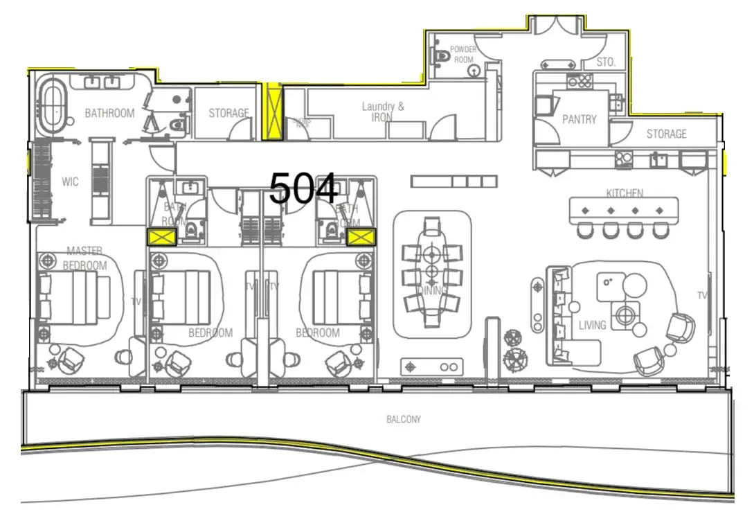 Sofitel Residences 3 bed floor plan, 3,571 sqft