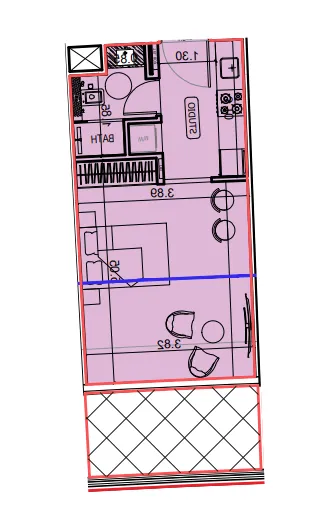Binghatti Hillviews Studio floor plan, 446 sqft