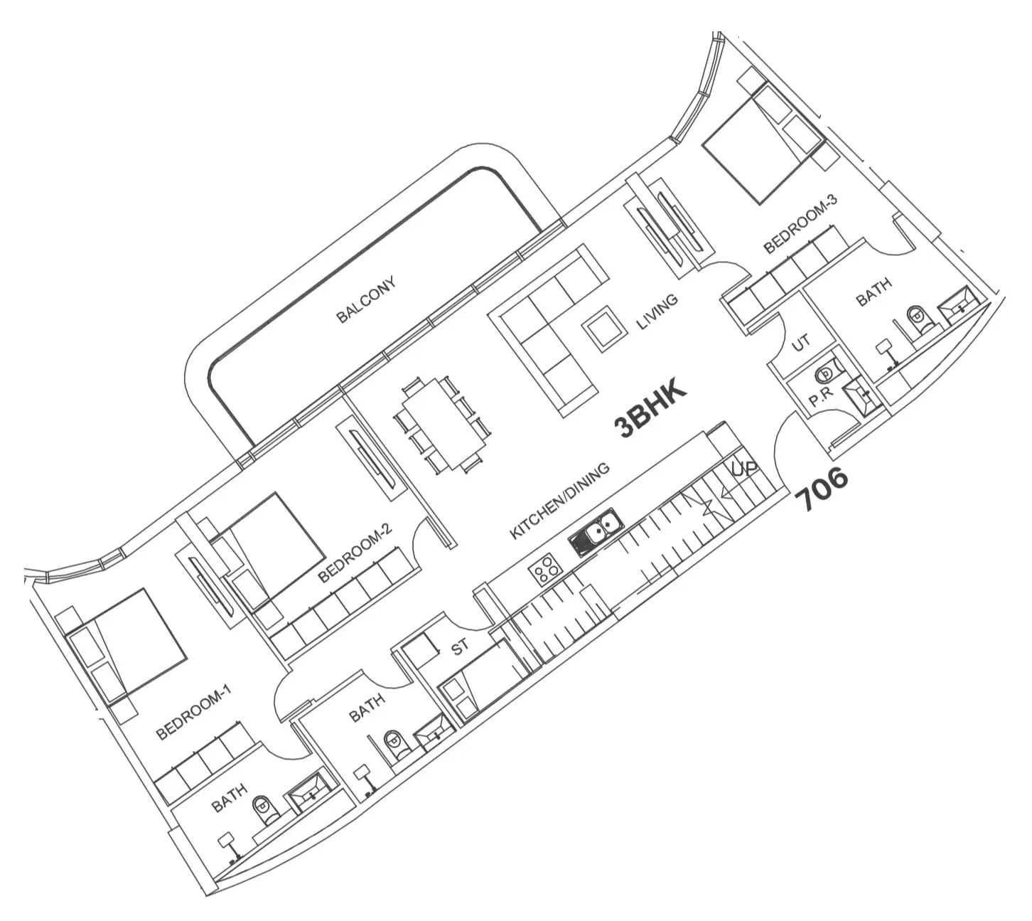 Villa Del Garda 3 bed floor plan, 3,488 sqft