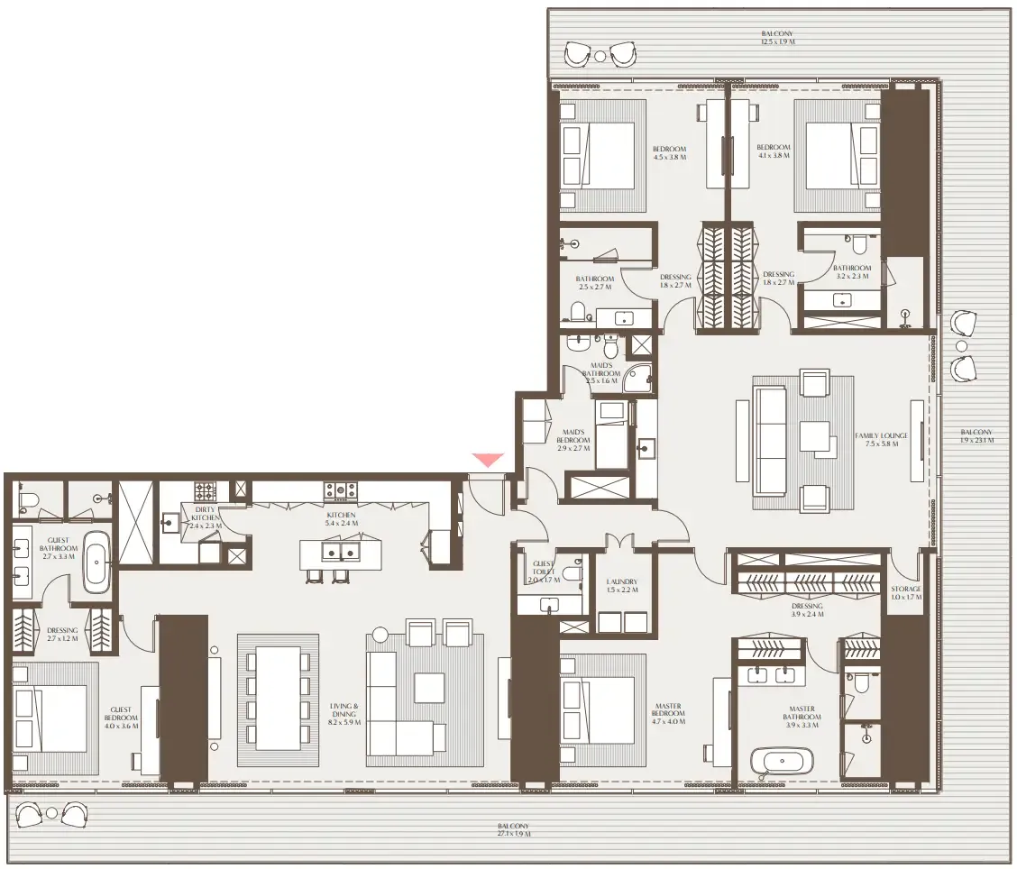 Akala Residences 4 bed floor plan, 4,698 sqft