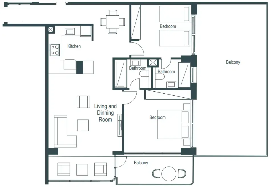 Whitestone Residences 2 bed floor plan, 1,170 – 1,645 sqft