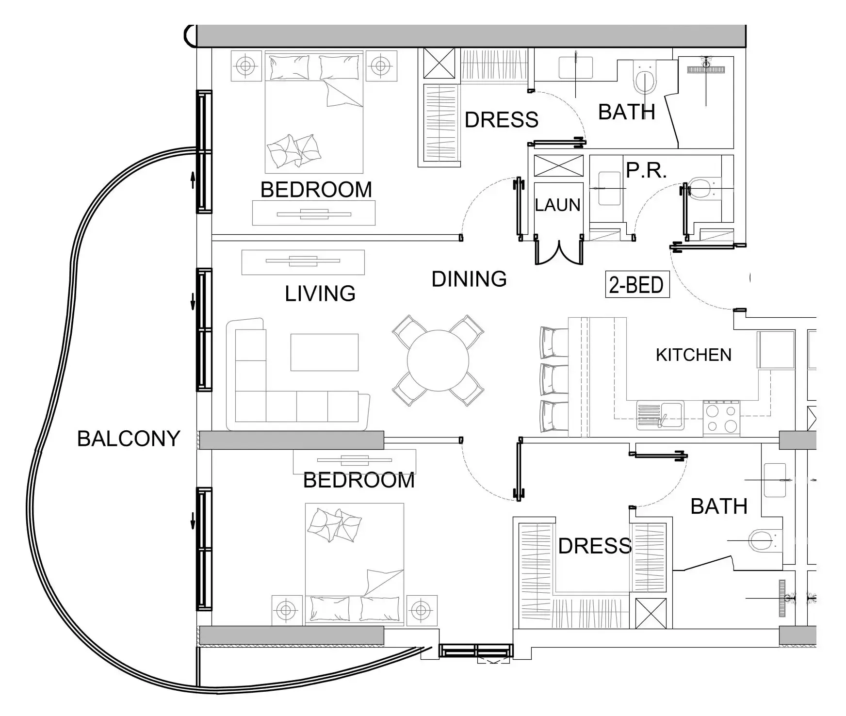Valencia 2 bed floor plan, 1,176 – 1,177 sqft