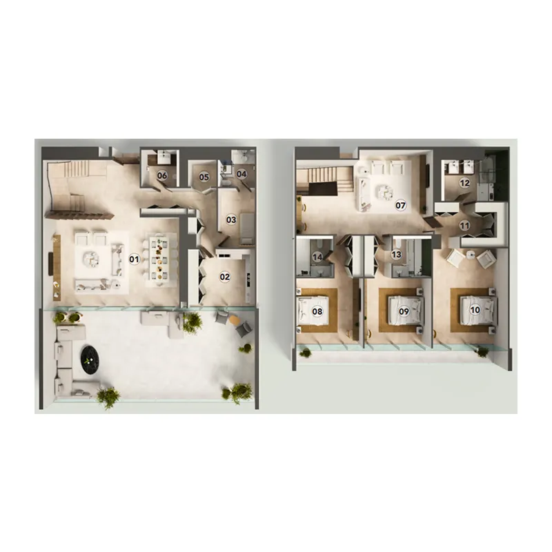 Juman 3 3 bed floor plan, 3,520 – 3,707 sqft