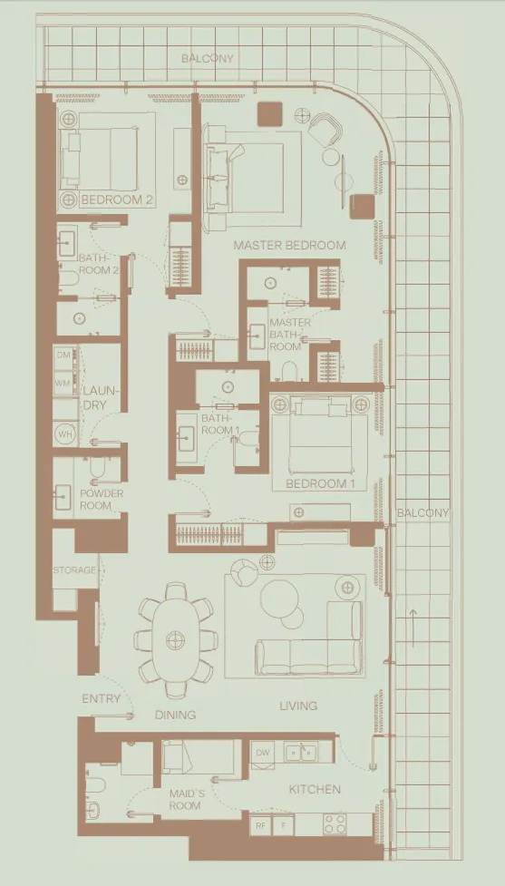 Eden House The Park 3 bed floor plan, 2,350 sqft