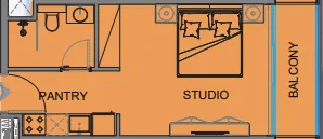 Guzel Towers Studio floor plan, 350 sqft