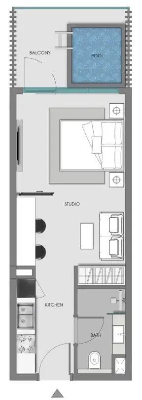Samana Imperial Garden Studio floor plan, 430 sqft