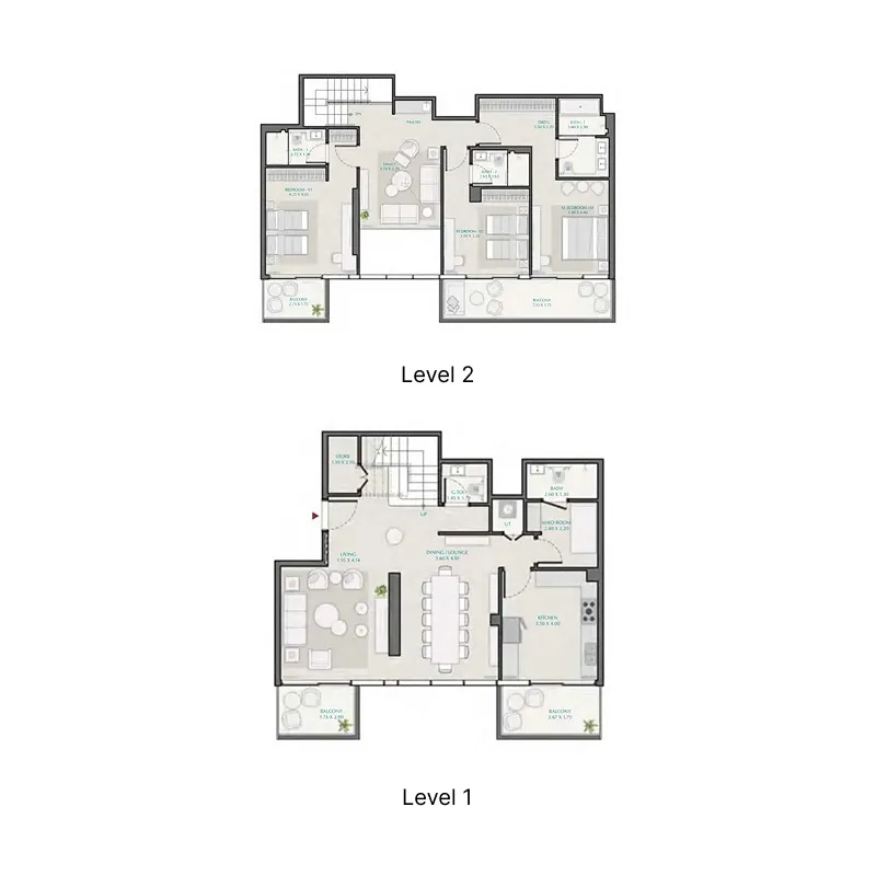 Avenue Park Towers 1 at Wasl 1 3 bed floor plan, 2,640 sqft