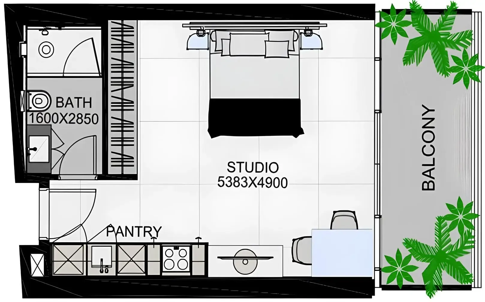 The Community Sports Arena Studio floor plan, 517 sqft