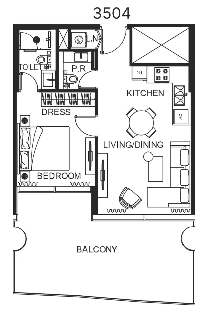 The WOW Tower 1 bed floor plan, 820 sqft