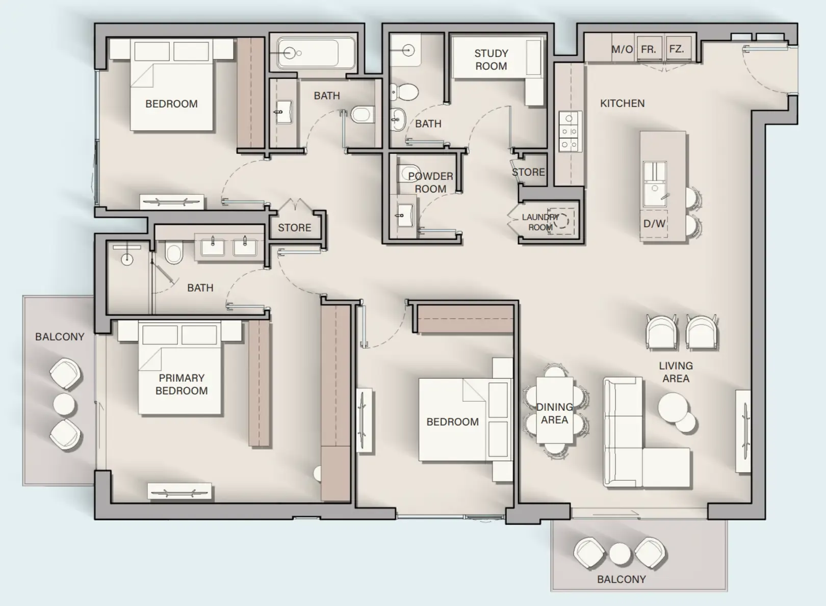 Belgravia Gardens 3 bed floor plan, 1,770 sqft