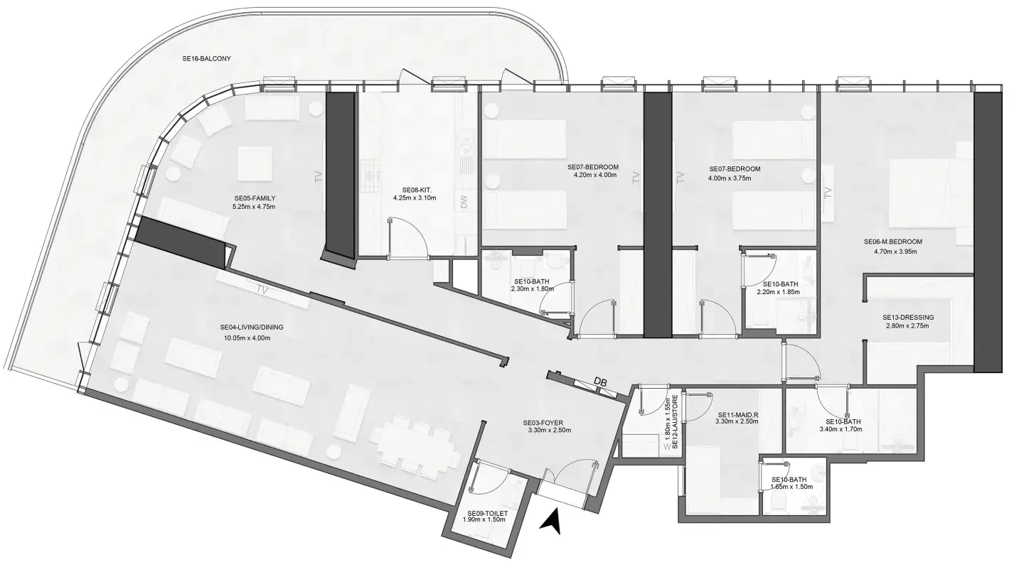 Joud Tower 3 bed floor plan, 2,849 sqft