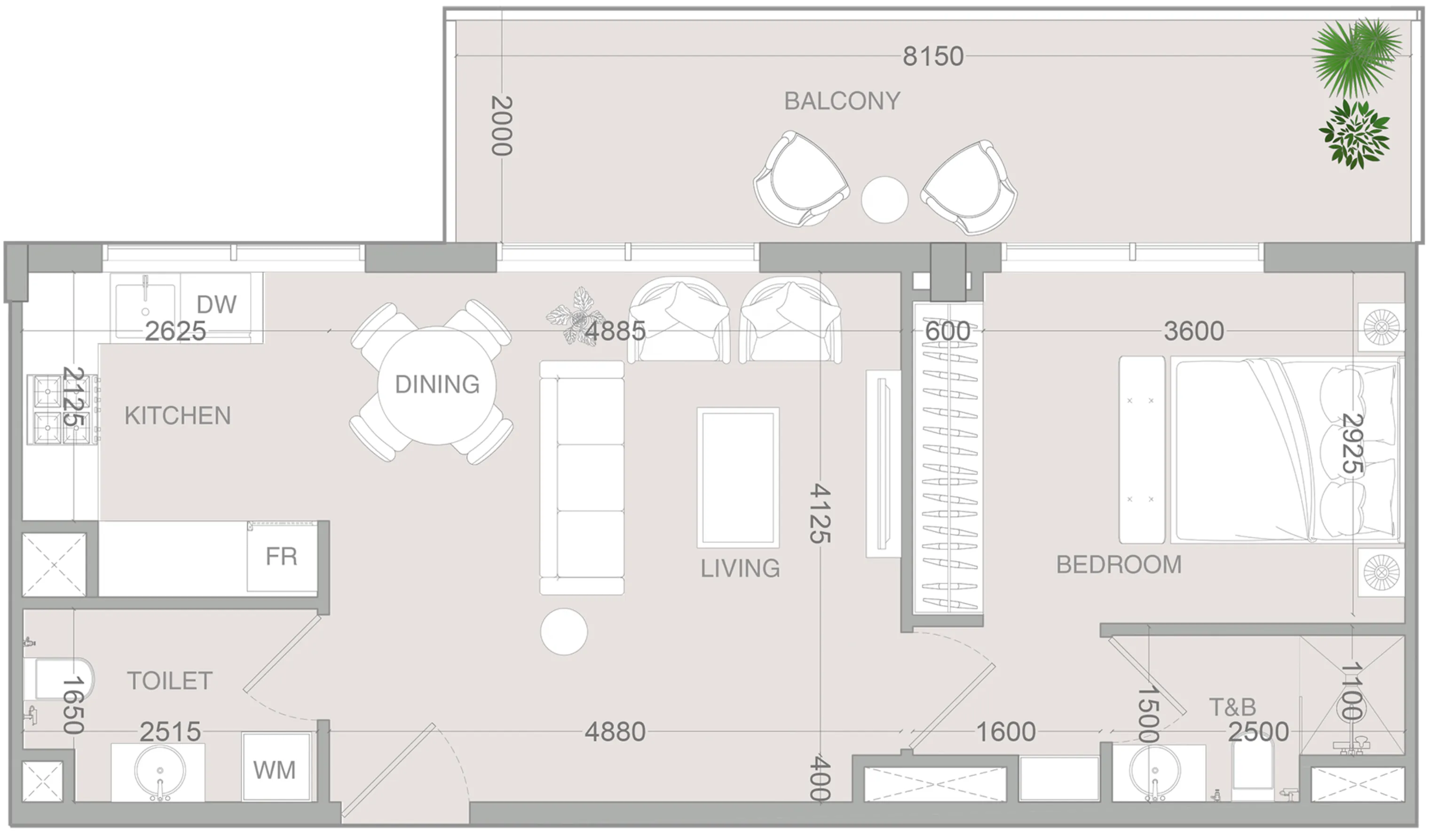 IR1DIAN Park 2 1 bed floor plan, 779 sqft