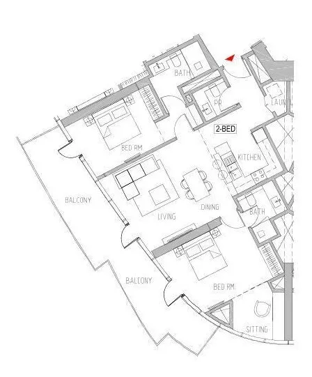 Canal Heights 2 bed floor plan, 1,505 sqft