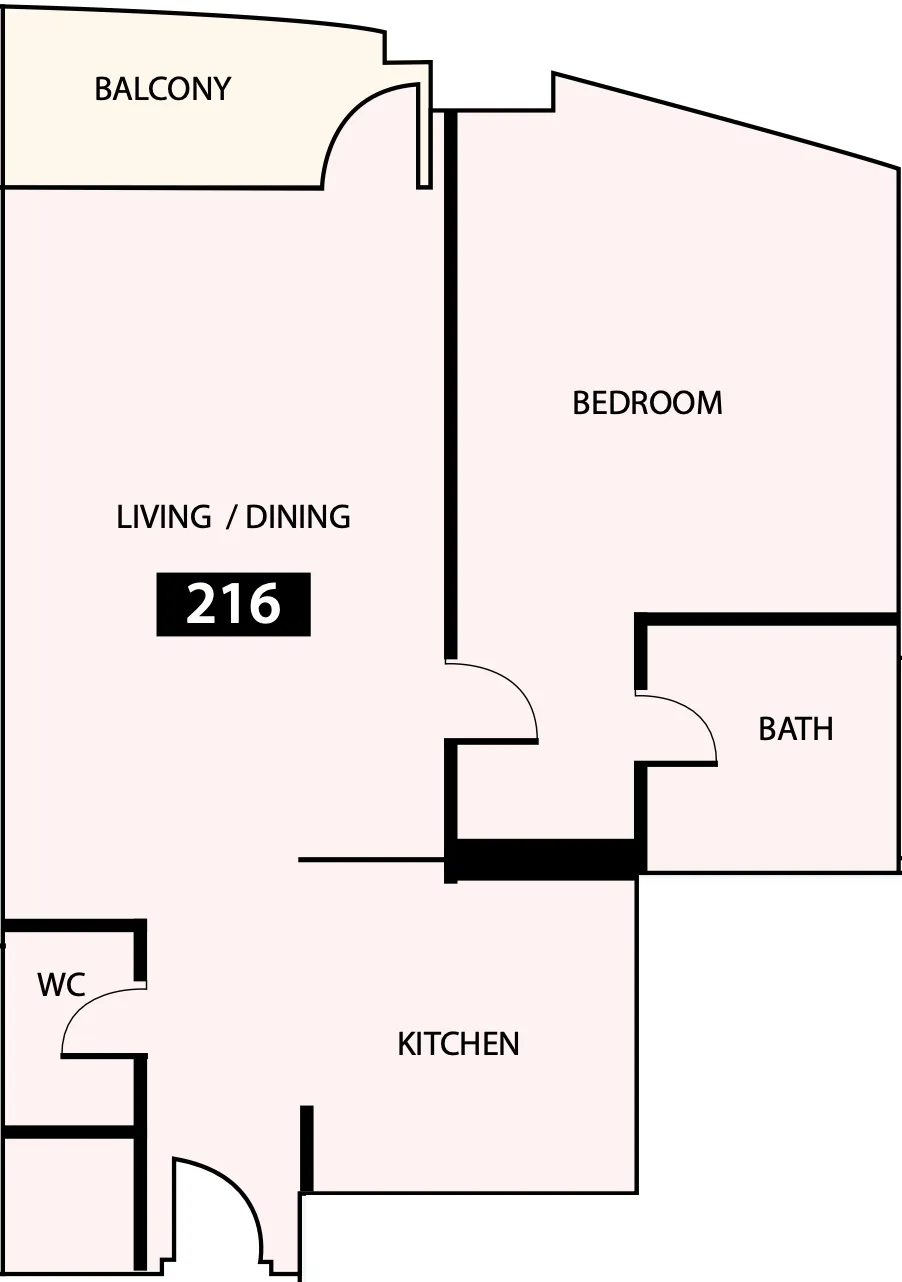Paradise View 1 1 bed floor plan, 809 sqft