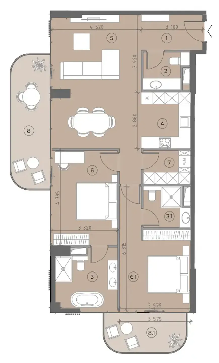 House of WELL 2 bed floor plan, 1,417 sqft